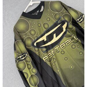 JT Racing Paintball Jersey Black Yellow Bubble Graphic Mens M Mesh Vintage